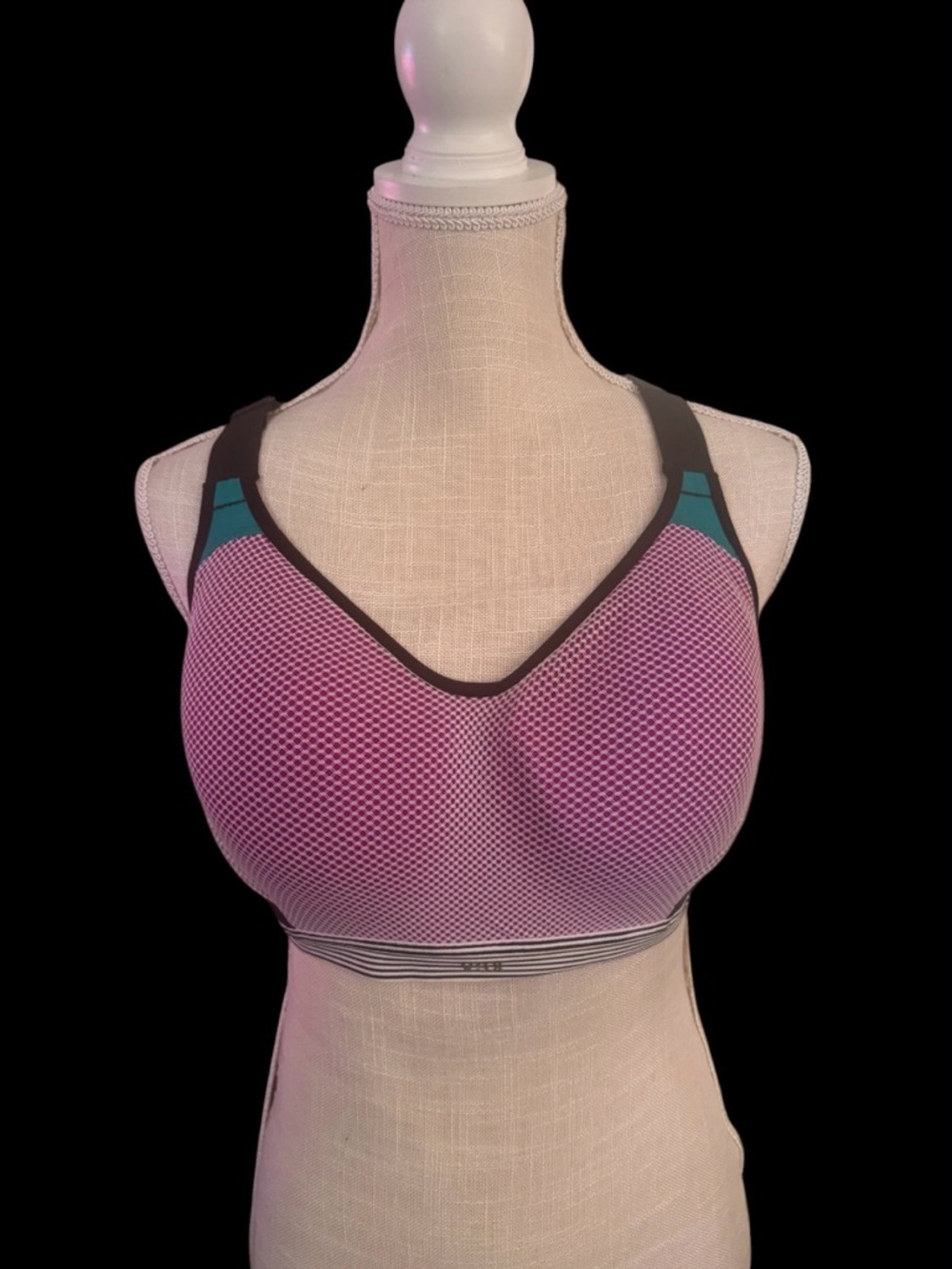 Sporto Pink and Teal High-Support Mesh Sports Bra